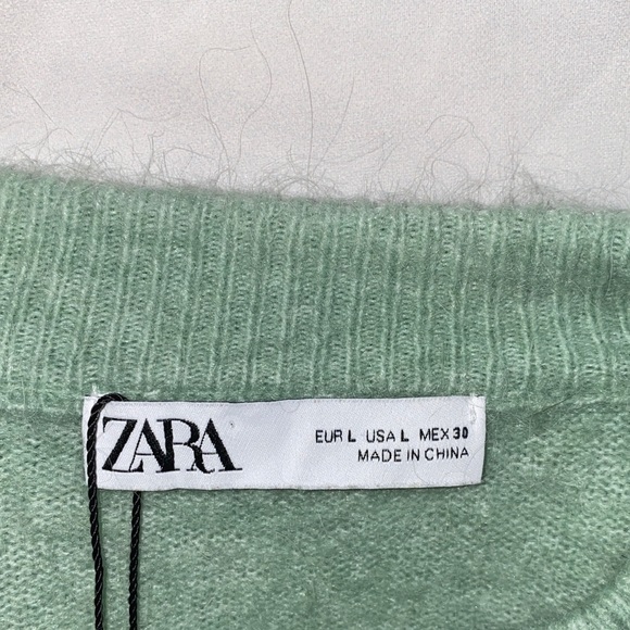 Zara Alpaca Wool Blend Sweater Green Mint Size L - Picture 10 of 11